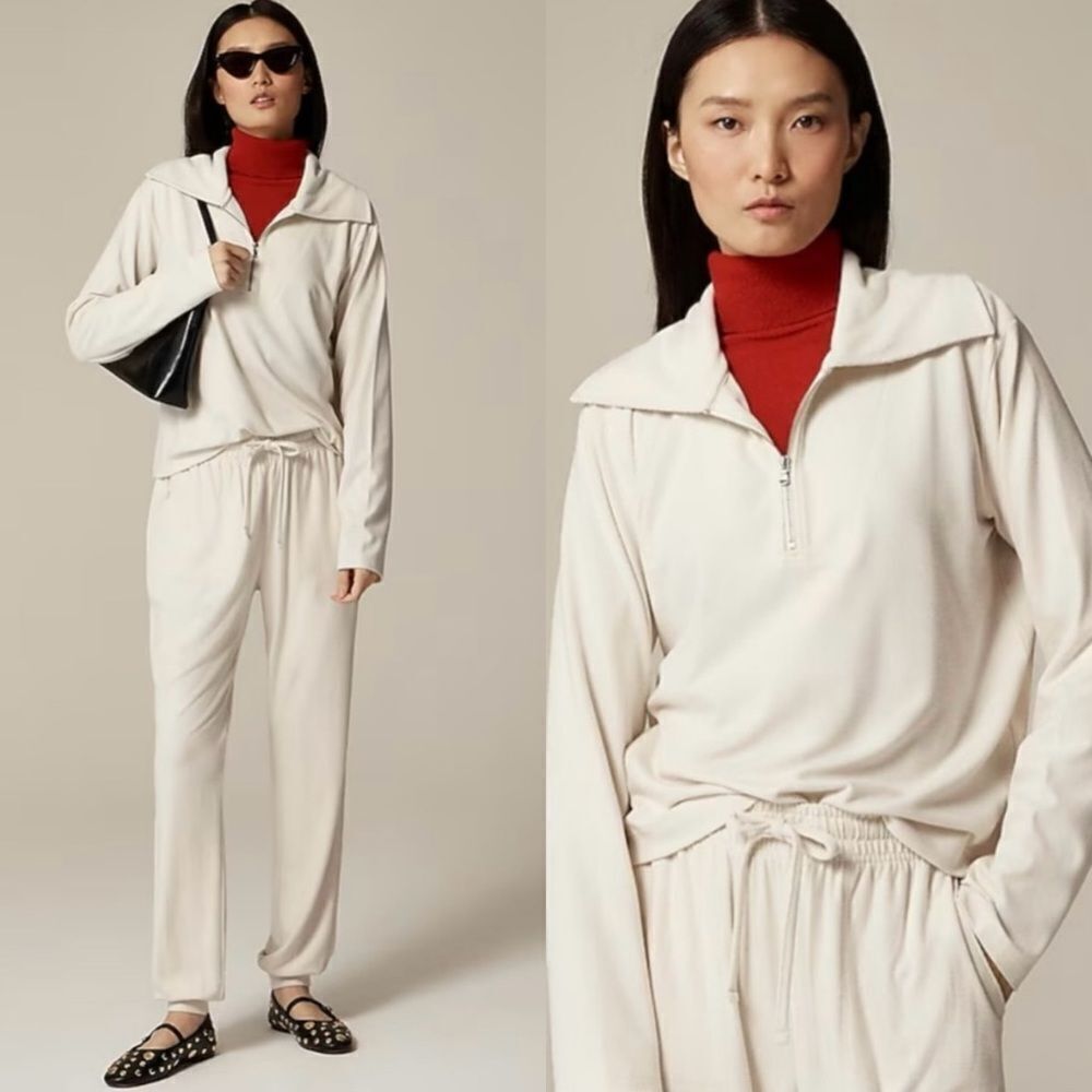 NWT J CREW Soft rib quarter-zip top in ivory